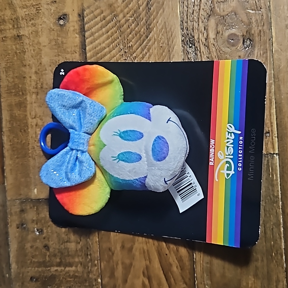 RAINBOW DISNEY PRIDE COLLECTION PLUSH MINNIE KEYCHAIN: NEW IN PACKAGE